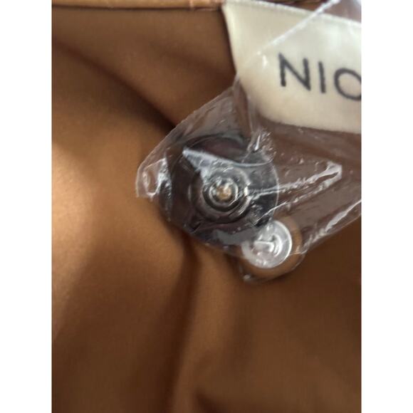 Nicholas Gayle‎ Faux Leather Wrap Front Midi Dress Cigar Tan Brown Size 6 NWT - Picture 9 of 13